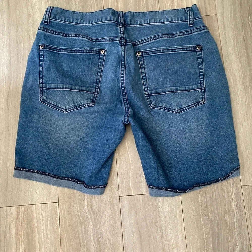 INC International Concepts High-Rise Cuffed Blue Denim Jeans Shorts 34w